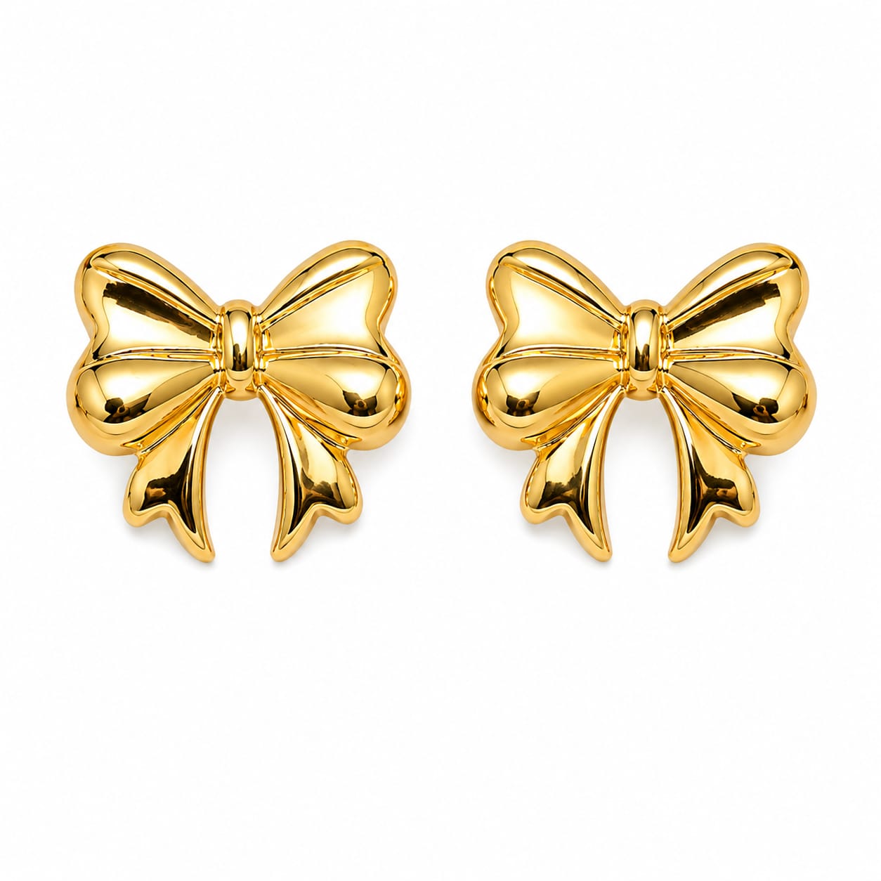 Gold Bow Stud Earrings