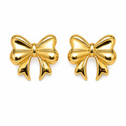 Gold Bow Stud Earrings