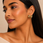 Gold Bow Stud Earrings