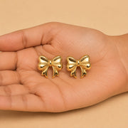 Gold Bow Stud Earrings
