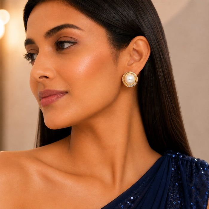 Pearl Round Stud Earrings