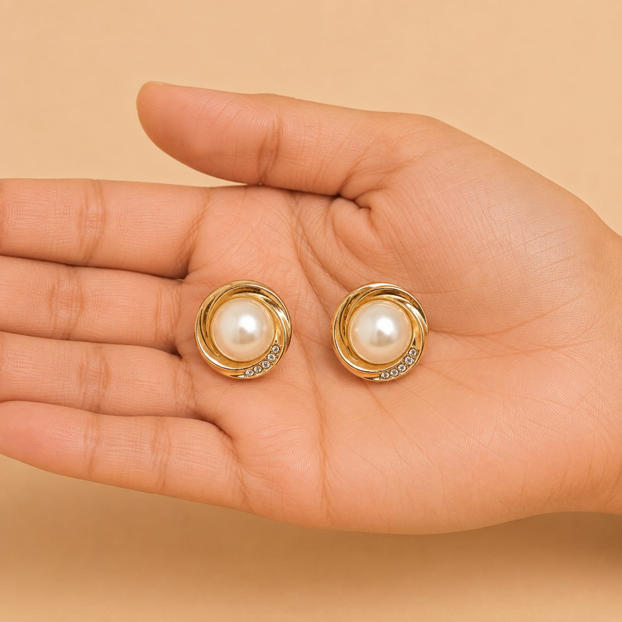 Pearl Round Stud Earrings