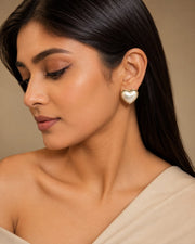 Pearl Heart Stud Earrings