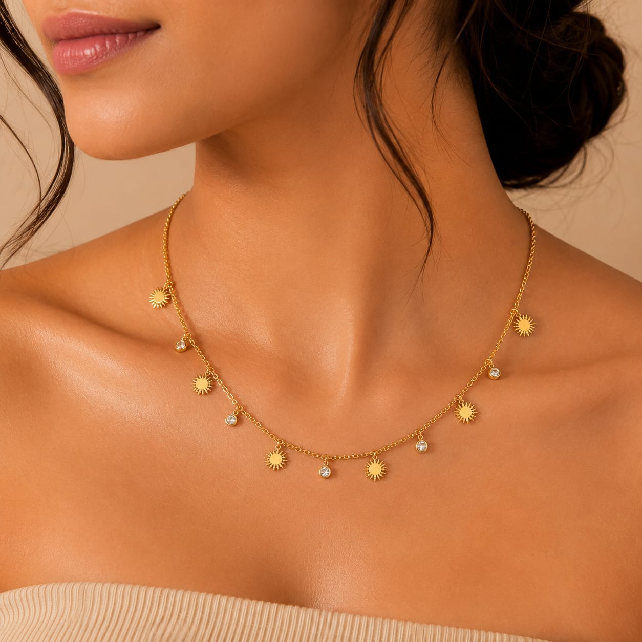 Celestial Sun Charm Necklace