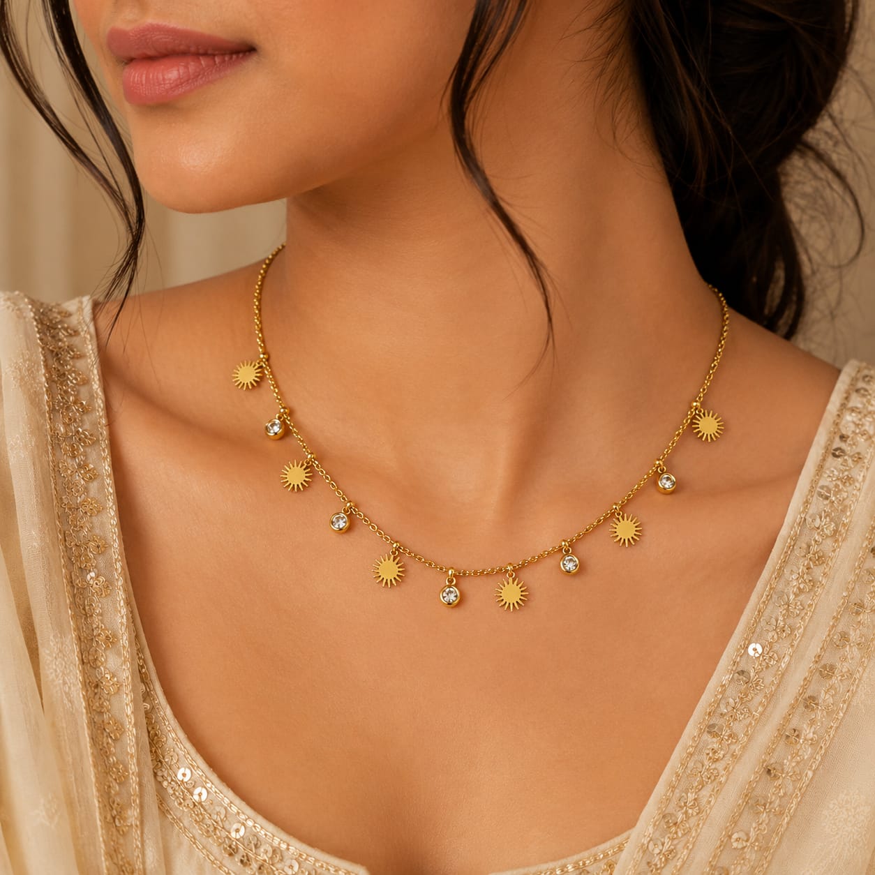 Celestial Sun Charm Necklace