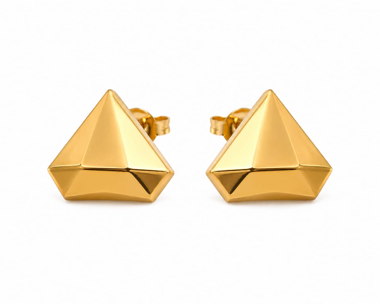 Gold Pyramid Stud Earrings