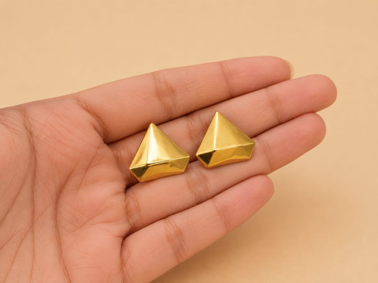 Gold Pyramid Stud Earrings