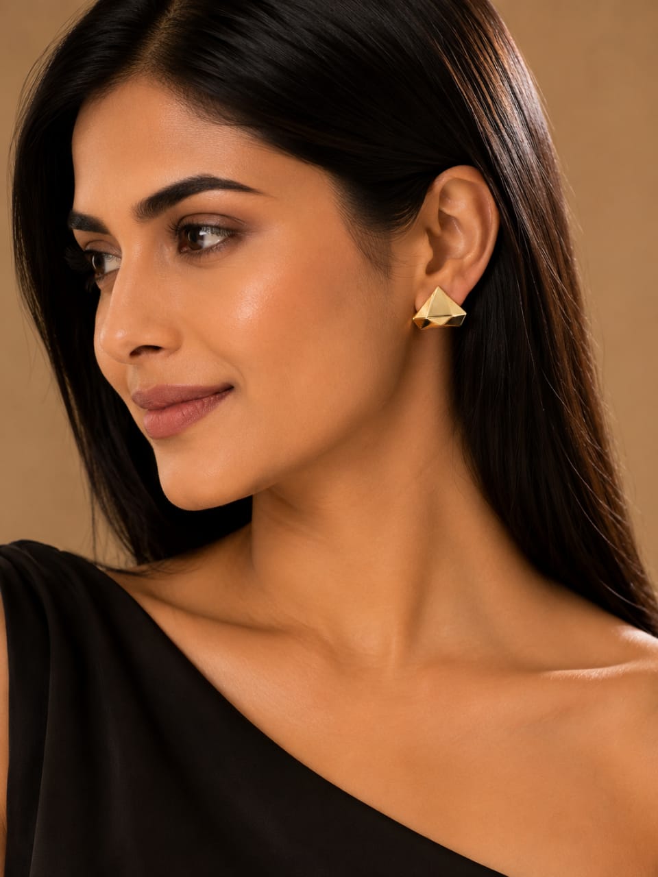 Gold Pyramid Stud Earrings