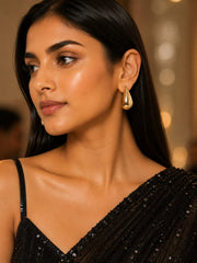 Glossy Gold Teardrop Hoop Earrings