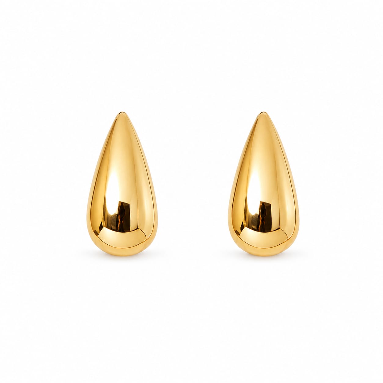 Glossy Gold Teardrop Hoop Earrings