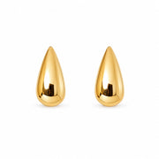 Glossy Gold Teardrop Hoop Earrings