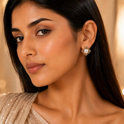 Pearl Geometric Crystal Stud Earrings