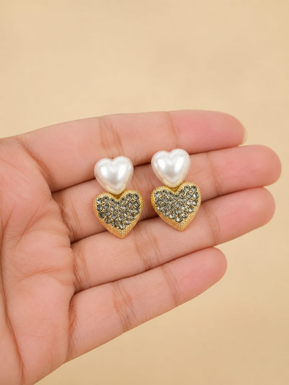 Pearl Heart Drop Earrings