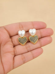 Pearl Heart Drop Earrings