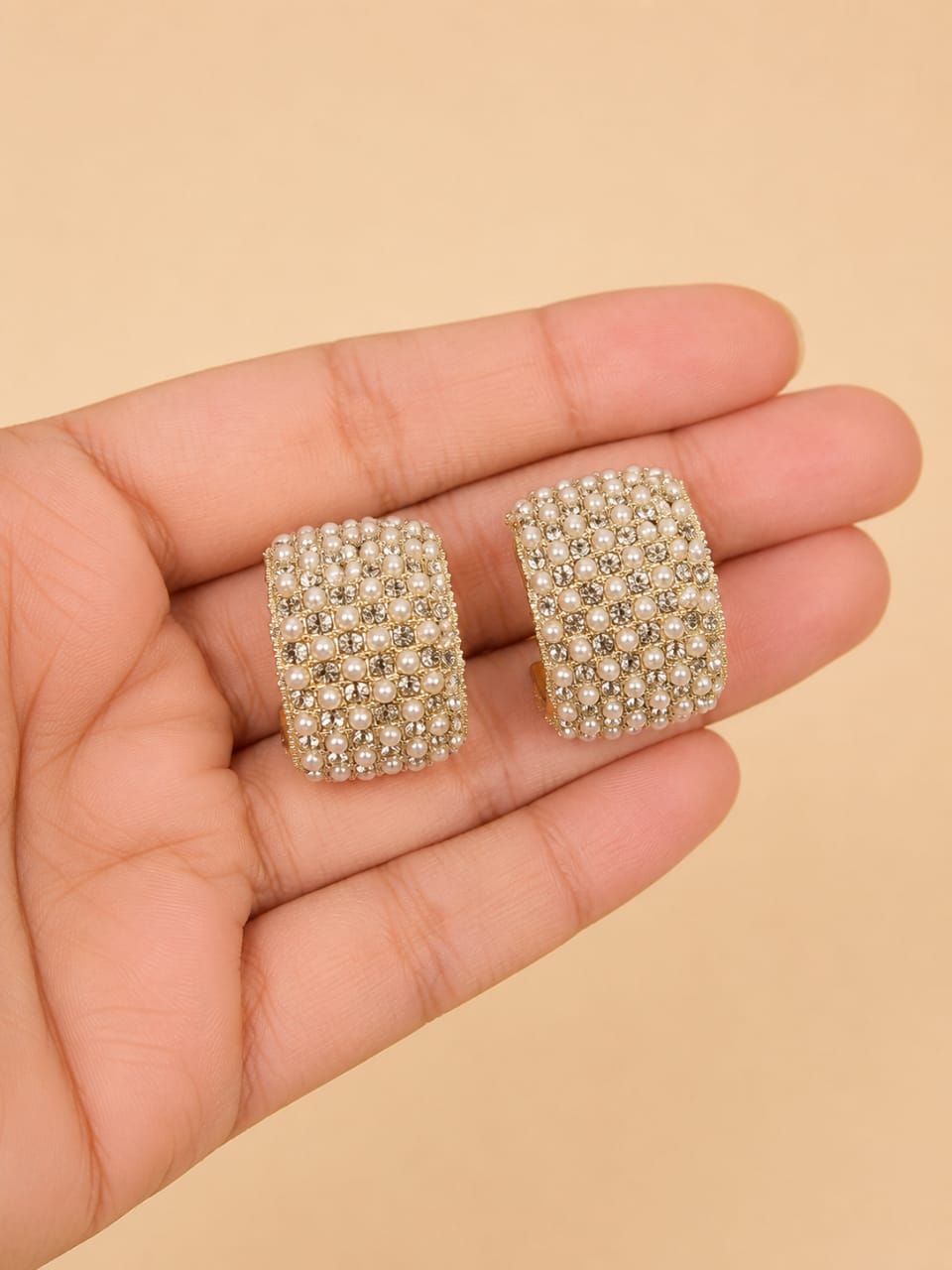 Pearl Cluster Hoop Earrings