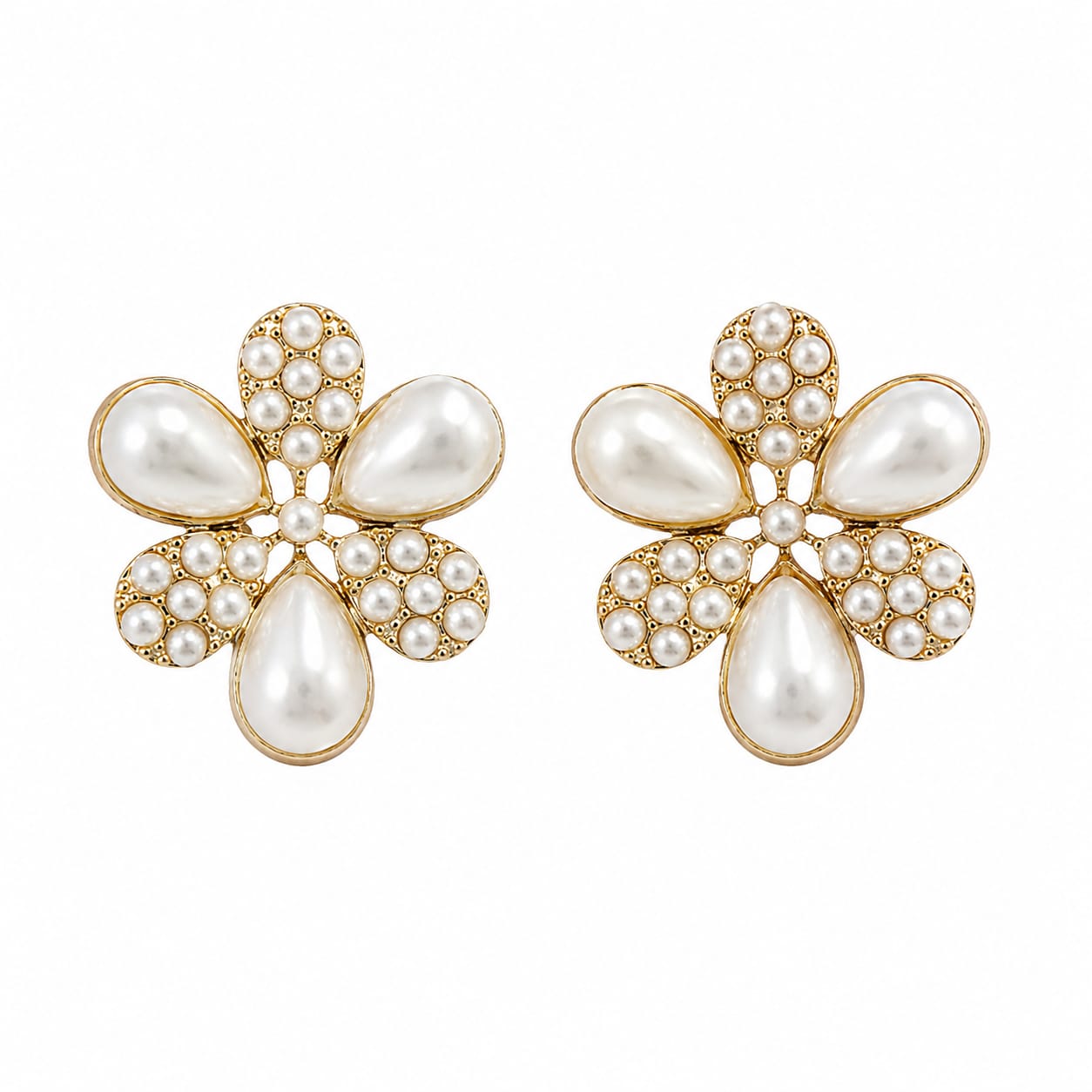 Pearl Flower Statement Earrings