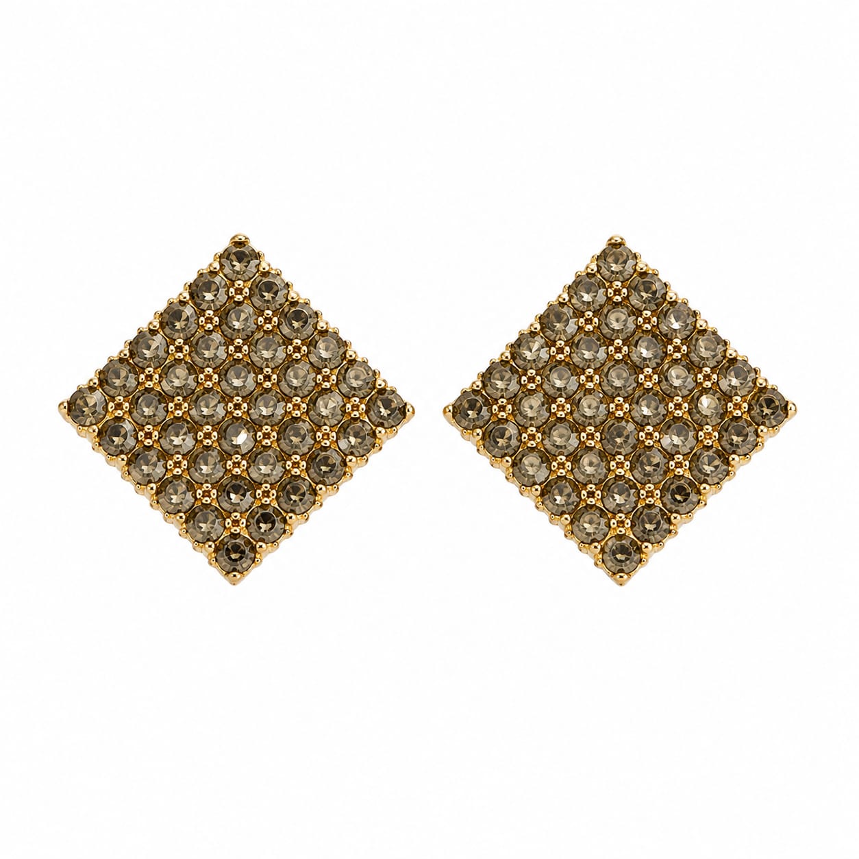 Square Crystal Statement Stud Earrings