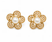 Pearl Petal Flower Stud Earrings