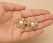 Pearl Petal Flower Stud Earrings