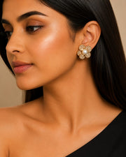 Pearl Petal Flower Stud Earrings