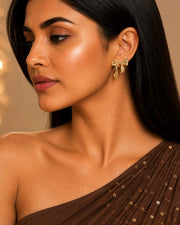 Gold Ribbon Bow Stud Earrings