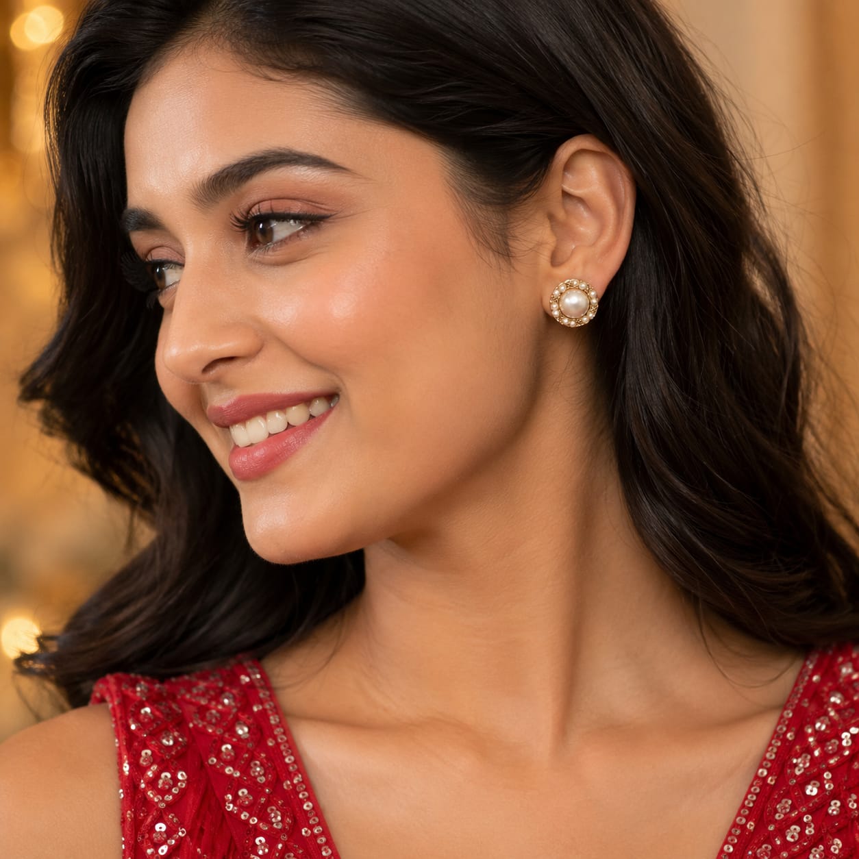 Classic Pearl Halo Stud Earrings