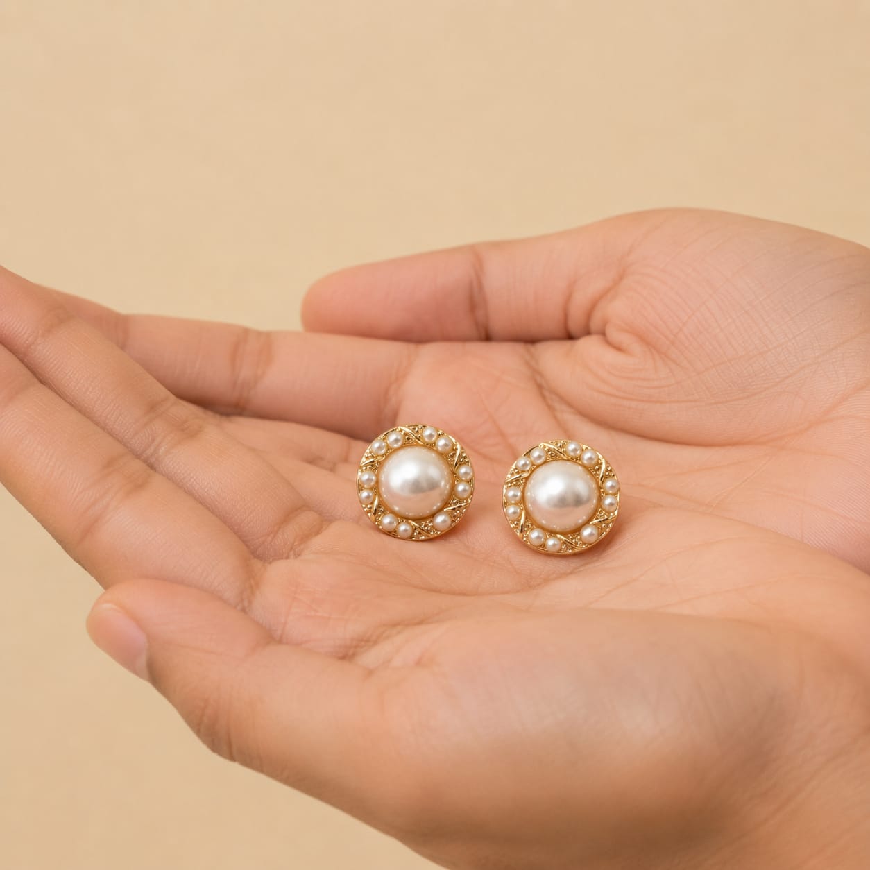 Classic Pearl Halo Stud Earrings