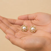 Classic Pearl Halo Stud Earrings