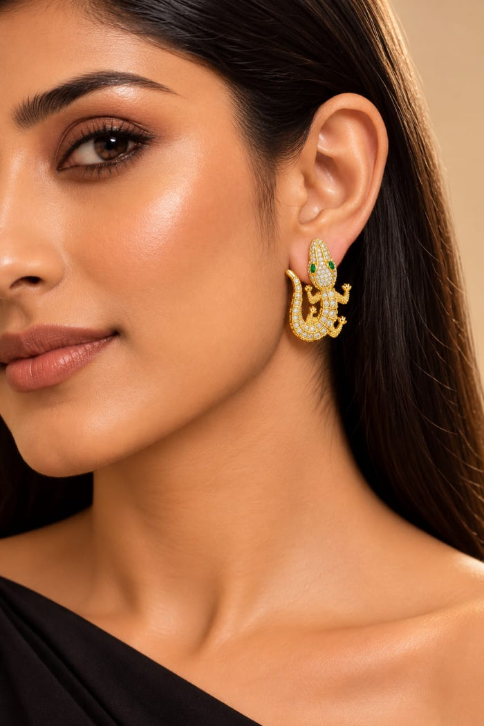 Emerald Crocodile Statement Earrings