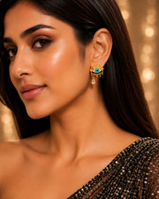 Golden Evil Eye Drop Earrings