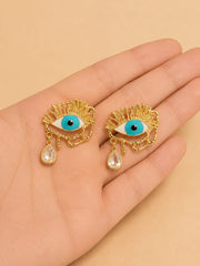 Golden Evil Eye Drop Earrings