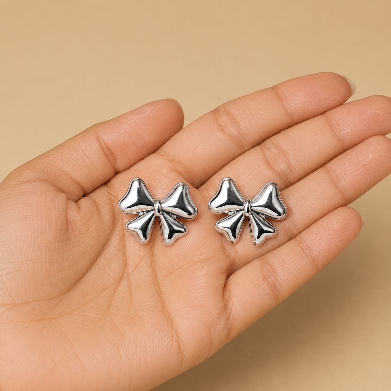Signature Silver Bow Stud Earrings