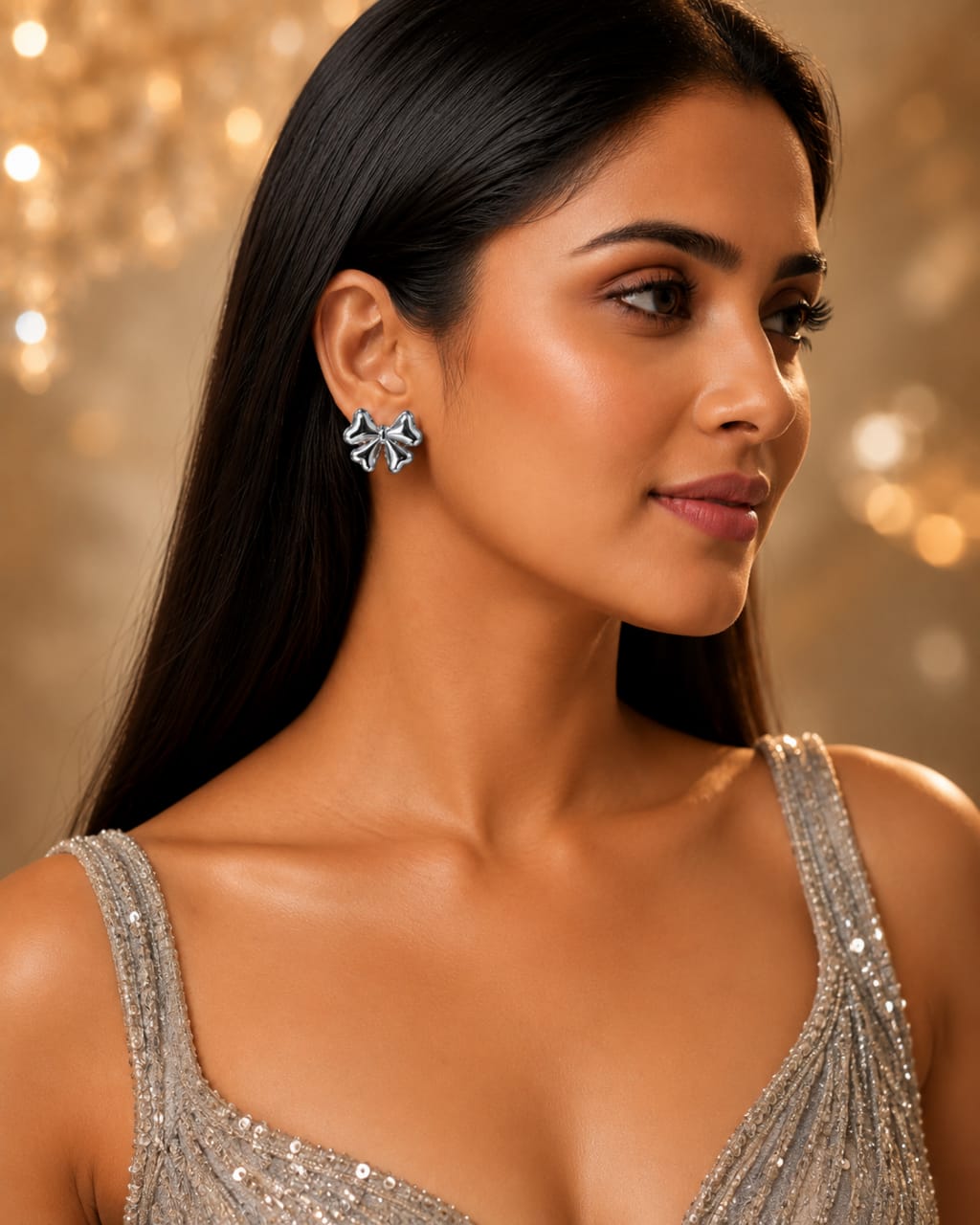 Signature Silver Bow Stud Earrings