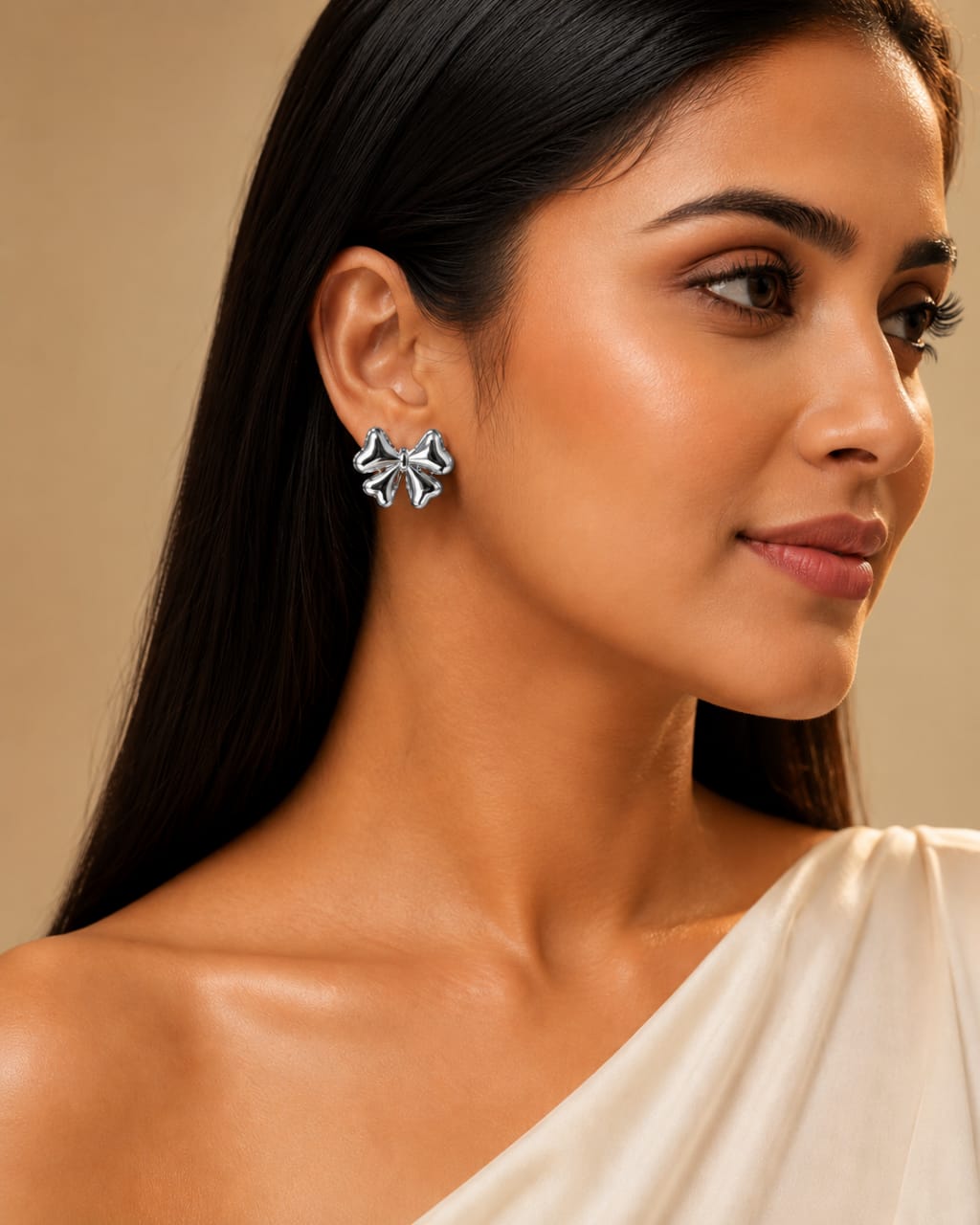 Signature Silver Bow Stud Earrings