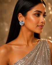 Signature Silver Textured Disc Stud Earrings