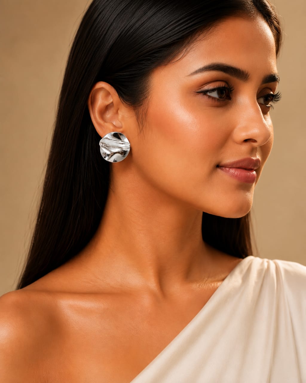 Signature Silver Textured Disc Stud Earrings