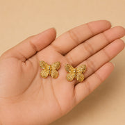 Golden Flutter Butterfly Stud Earrings
