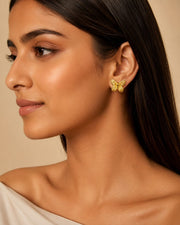 Golden Flutter Butterfly Stud Earrings