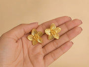 Golden Bloom Flower Stud Earrings