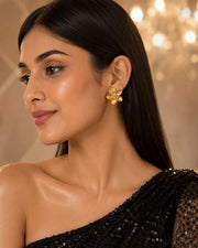 Golden Bloom Flower Stud Earrings