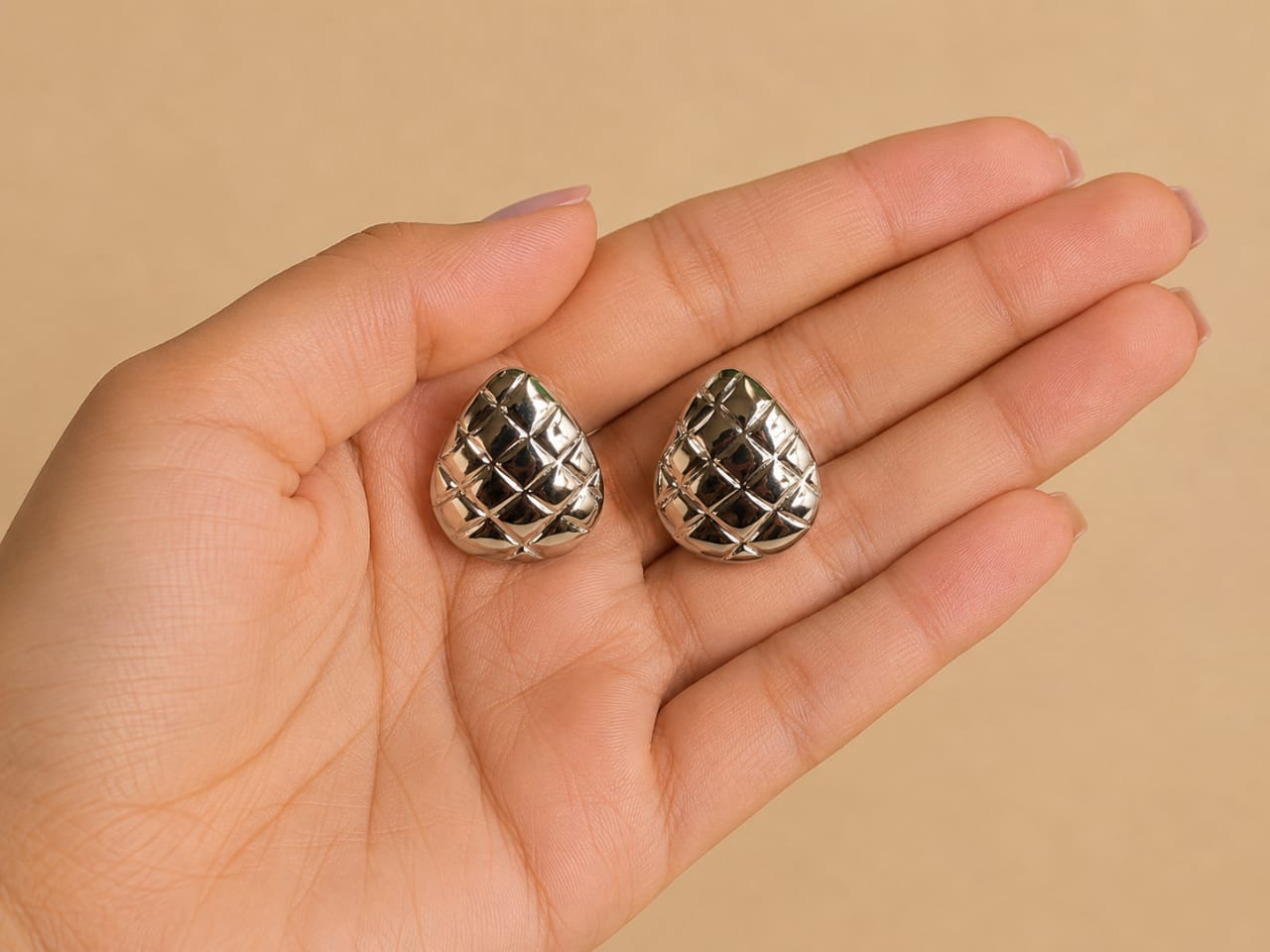 Silver Weave Statement Stud Earrings