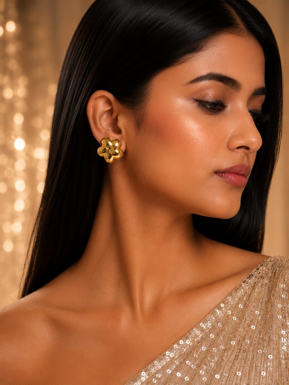 Golden Blossom Stud Earrings