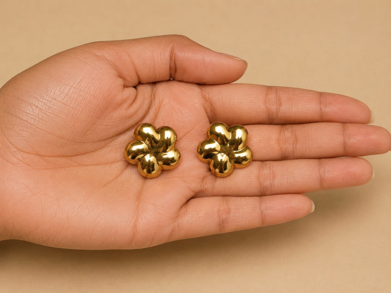 Golden Blossom Stud Earrings