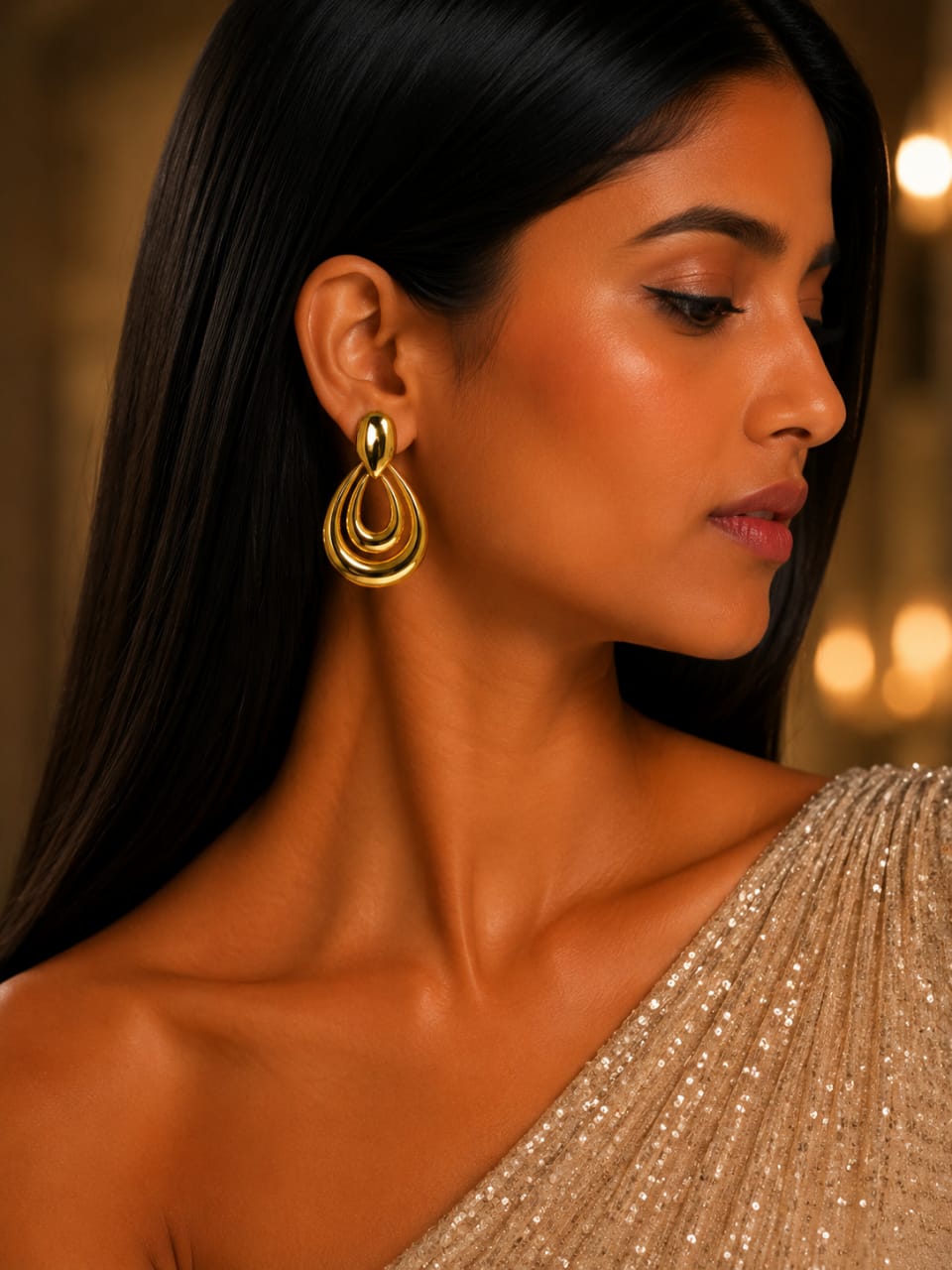Golden Cascade Drop Earrings