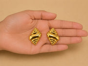 Golden Spiral Statement Stud Earrings