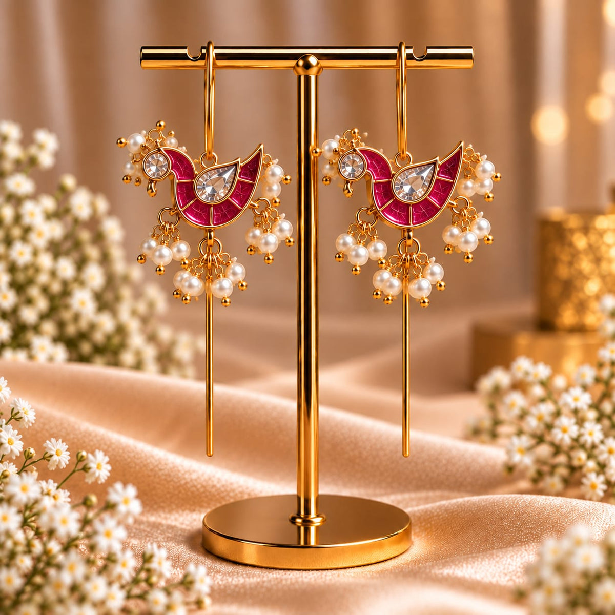 Aarohi Peacock Needle Earcuffs