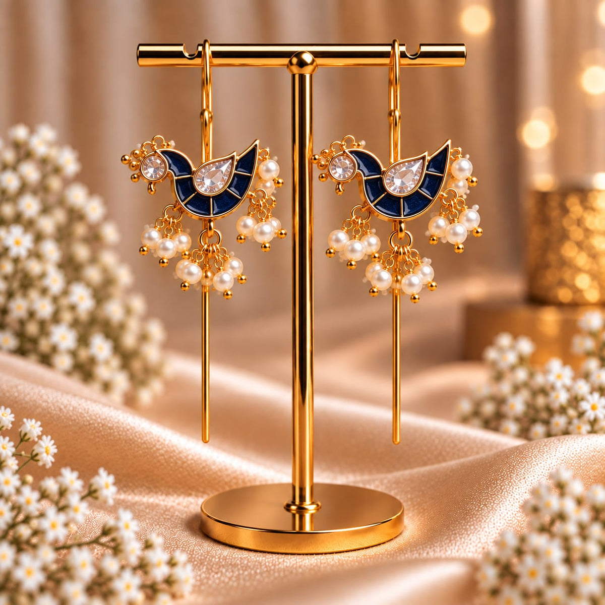 Aarohi Peacock Needle Earcuffs
