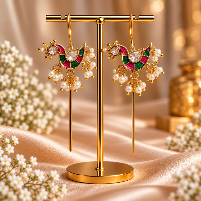 Aarohi Peacock Needle Earcuffs