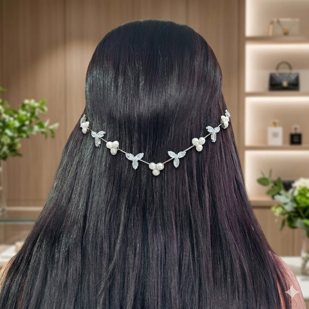 Silver pearl AD hairlet