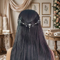 Silver Single flower AD Pearl Hairlet